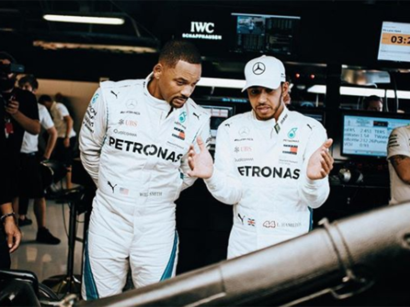 ويل سميث يخطف لويس هاميلتون قبل سباق Formula-1 بأبو ظبي